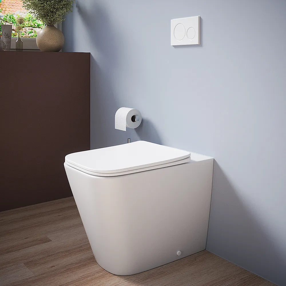 Vaso filomuro rimless in ceramica bianco opaco con sedile soft-close | Kyoto