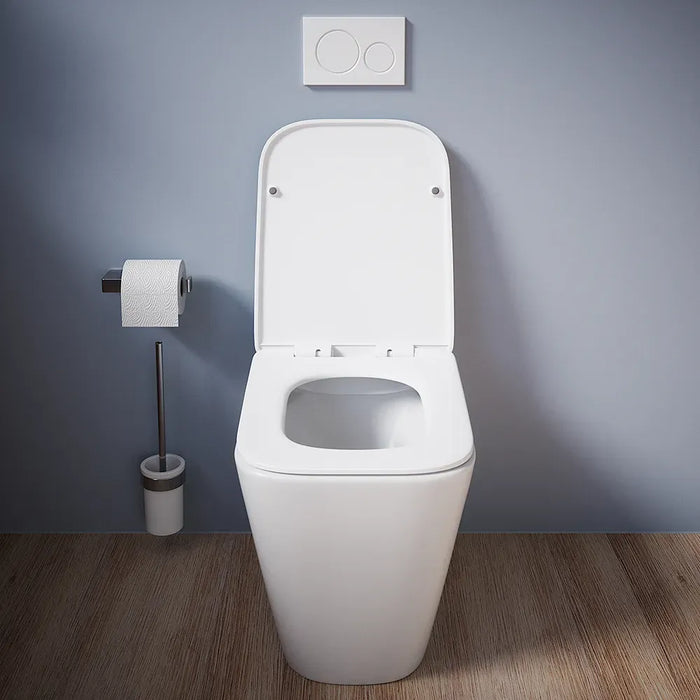 Vaso filomuro rimless in ceramica bianco opaco con sedile soft-close | Kyoto