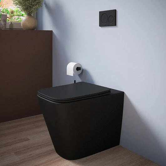 Vaso filomuro rimless in ceramica nero opaco con sedile soft-close | Kyoto