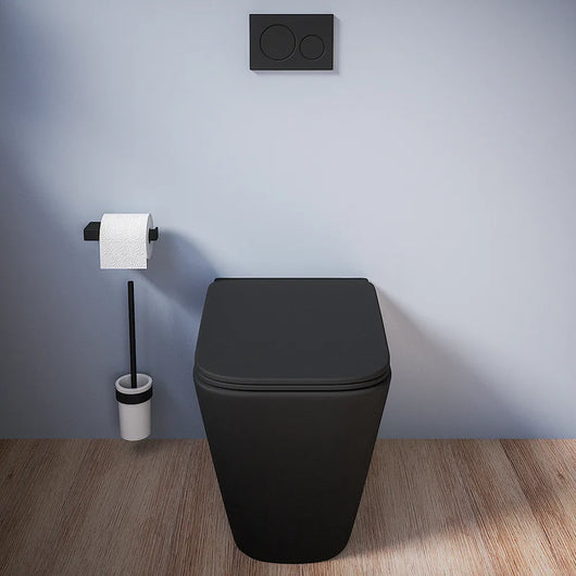 Vaso filomuro rimless in ceramica nero opaco con sedile soft-close | Kyoto