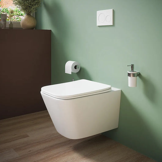 Vaso sospeso rimless in ceramica bianco opaco con sedile soft-close | Kyoto