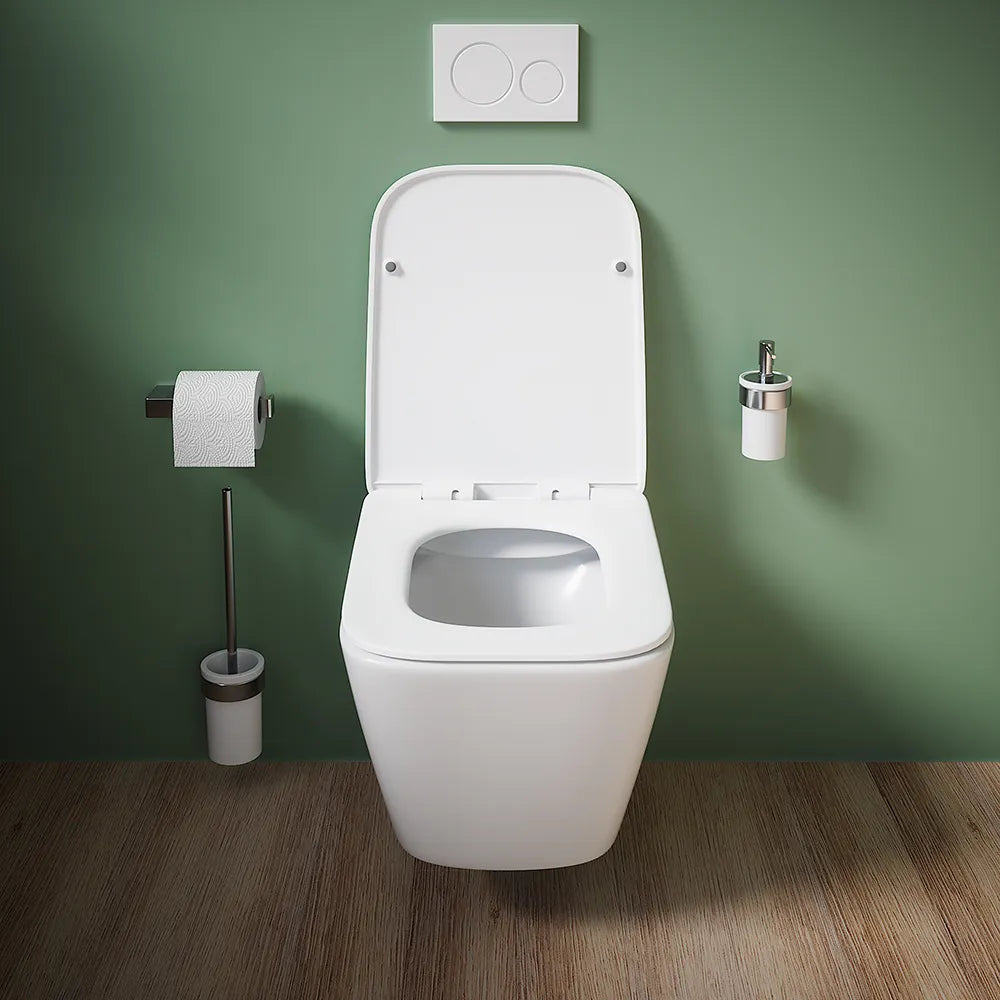 Vaso sospeso rimless in ceramica bianco opaco con sedile soft-close | Kyoto