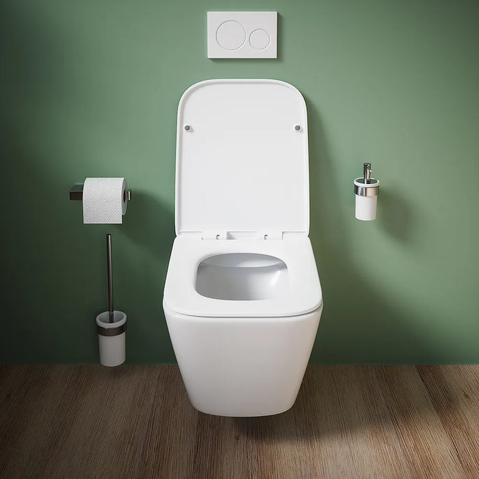 Vaso sospeso rimless in ceramica bianco opaco con sedile soft-close | Kyoto