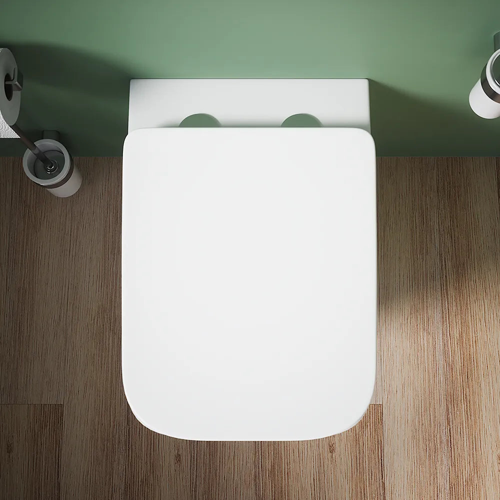 Vaso sospeso rimless in ceramica bianco opaco con sedile soft-close | Kyoto