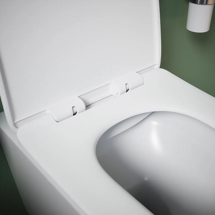 Vaso sospeso rimless in ceramica bianco opaco con sedile soft-close | Kyoto