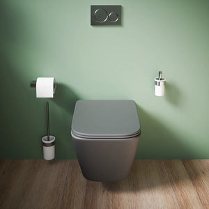 Vaso sospeso rimless in ceramica grigio opaco con sedile soft-close | Kyoto