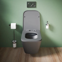 Vaso sospeso rimless in ceramica grigio opaco con sedile soft-close | Kyoto