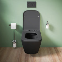 Vaso sospeso rimless in ceramica nero opaco con sedile soft-close | Kyoto