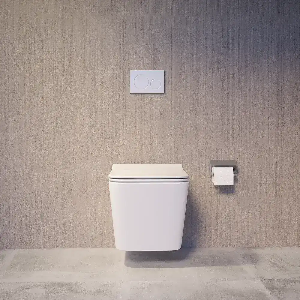 Vaso filomuro rimless in ceramica bianco lucido con sedile soft-close | Londra