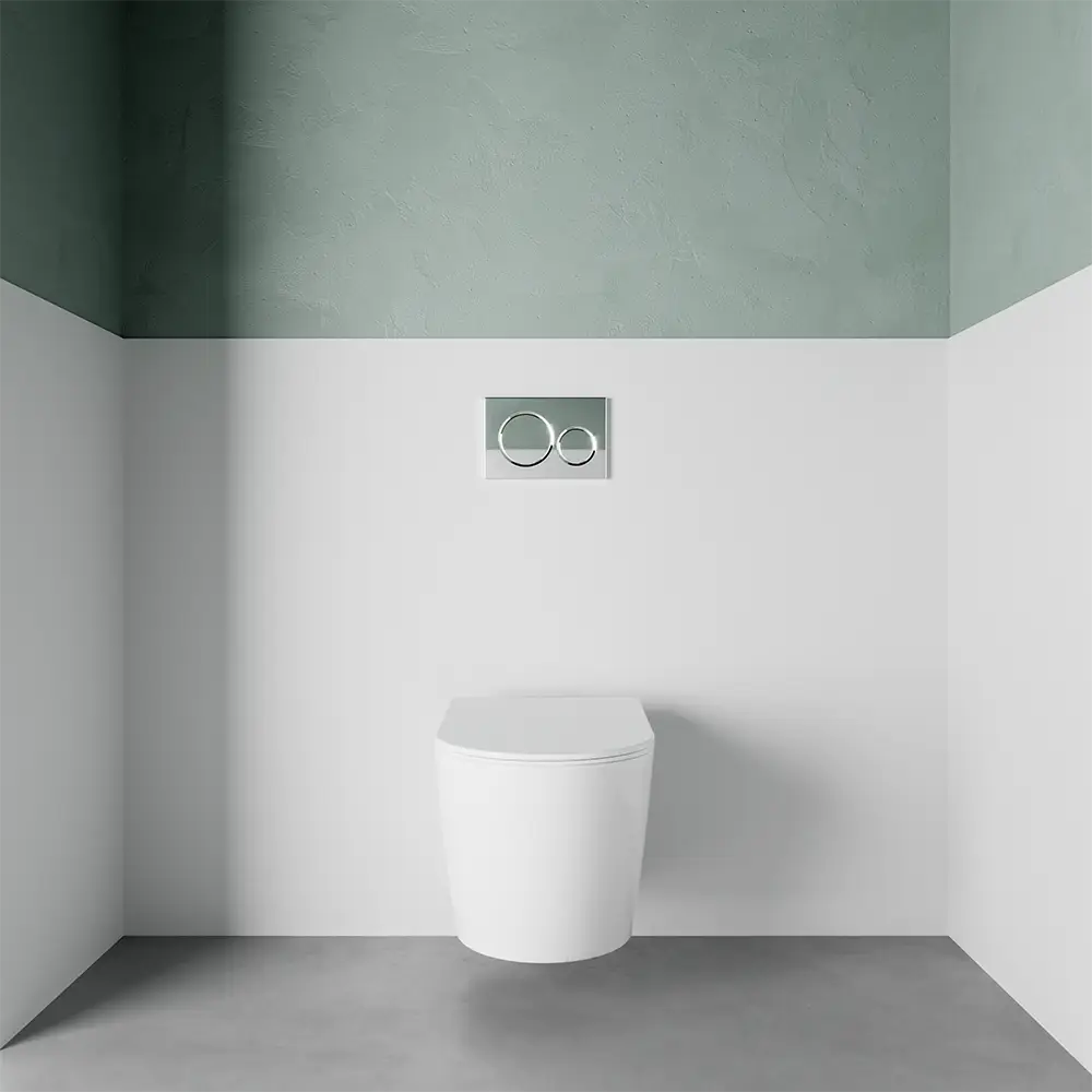 Vaso sospeso WC rimless in ceramica bianco lucido con sedile soft-close | Vienna