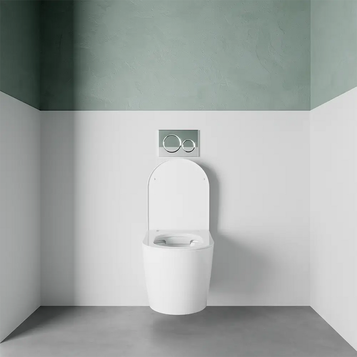 Vaso sospeso WC rimless in ceramica bianco lucido con sedile soft-close | Vienna