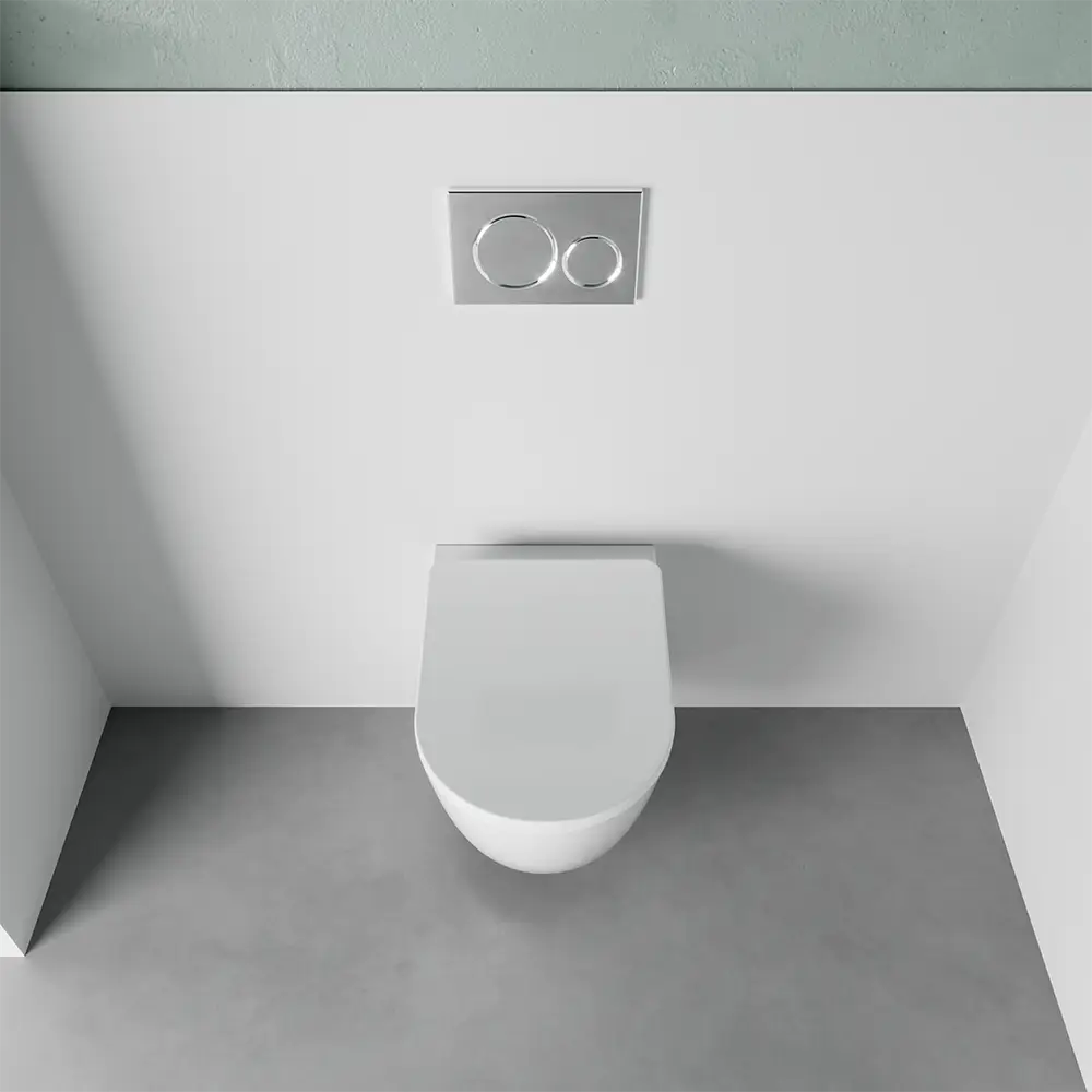 Vaso sospeso WC rimless in ceramica bianco lucido con sedile soft-close | Vienna