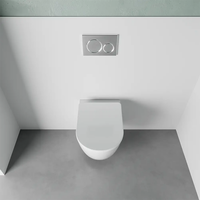 Vaso sospeso WC rimless in ceramica bianco lucido con sedile soft-close | Vienna