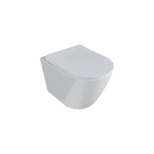 Vaso sospeso WC rimless in ceramica bianco lucido con sedile soft-close | Vienna