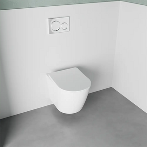 Vaso sospeso WC rimless in ceramica bianco lucido con sedile soft-close | Vienna