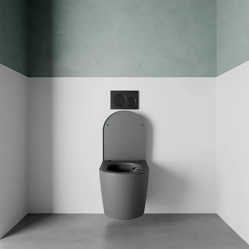 Vaso sospeso in ceramica grigio opaco con sedile soft-close | Vienna