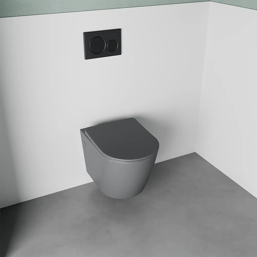 Vaso sospeso in ceramica grigio opaco con sedile soft-close | Vienna