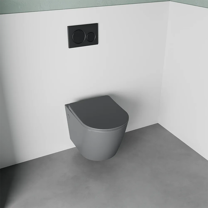 Vaso sospeso in ceramica grigio opaco con sedile soft-close | Vienna