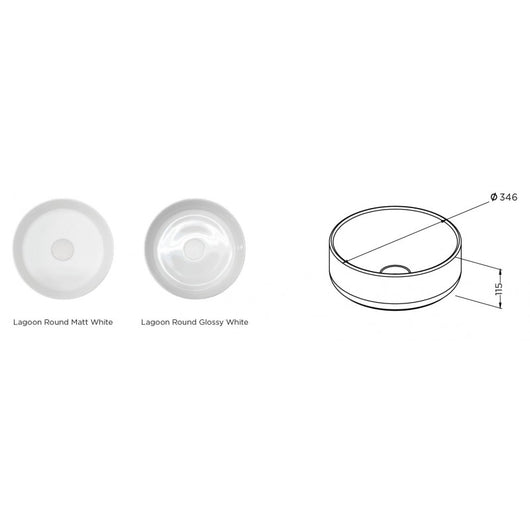 Lavabo da appoggio bianco lucido SPRING LAGOON RIHO 34,6x11,5 cm ceramica