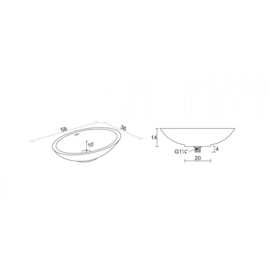 Lavabo da appoggio bianco opaco AVELLA OVAL RIHO 58x36 cm solid surface