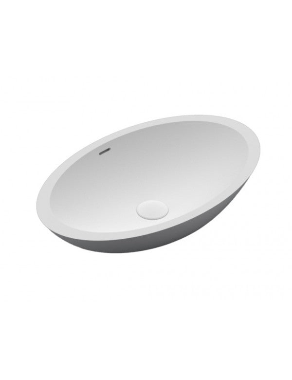 Lavabo da appoggio bianco opaco AVELLA OVAL RIHO 58x36 cm solid surface