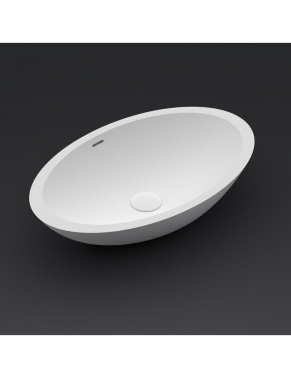 Lavabo da appoggio bianco opaco AVELLA OVAL RIHO 58x36 cm solid surface