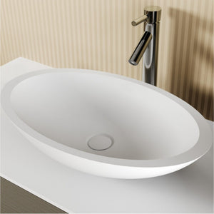 Lavabo da appoggio bianco opaco AVELLA OVAL RIHO 58x36 cm solid surface