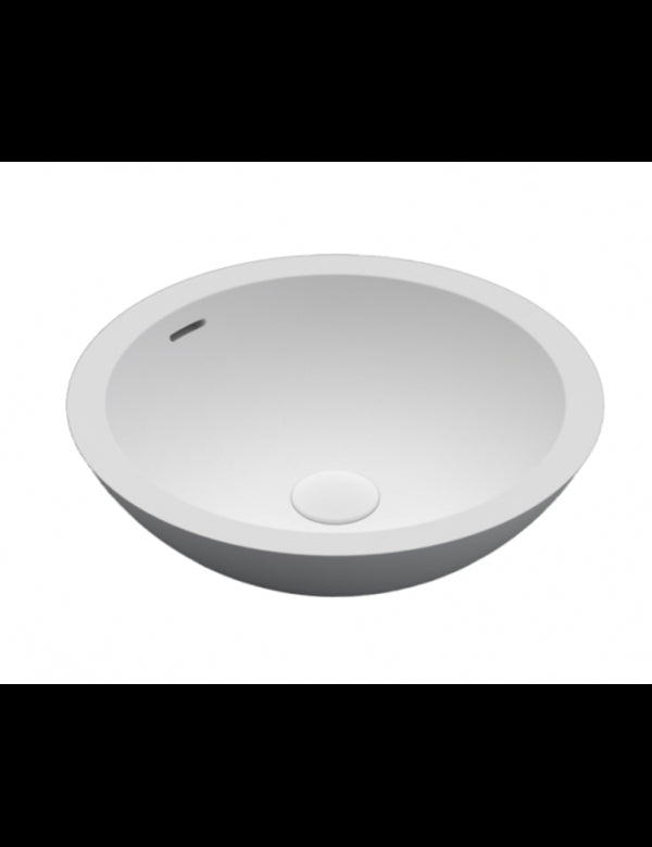 Lavabo da appoggio bianco opaco AVELLA ROUND RIHO 42x42 cm solid surface