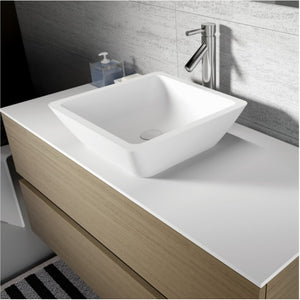 Lavabo da appoggio bianco opaco AVELLA SQUARE RIHO 42x42 cm solid surface