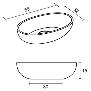 Lavabo da appoggio bianco opaco ESCALA RIHO 55x32 cm solid surface