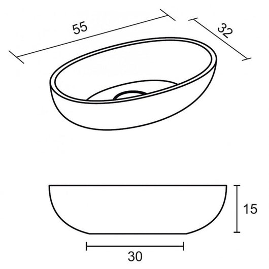 Lavabo da appoggio bianco opaco ESCALA RIHO 55x32 cm solid surface