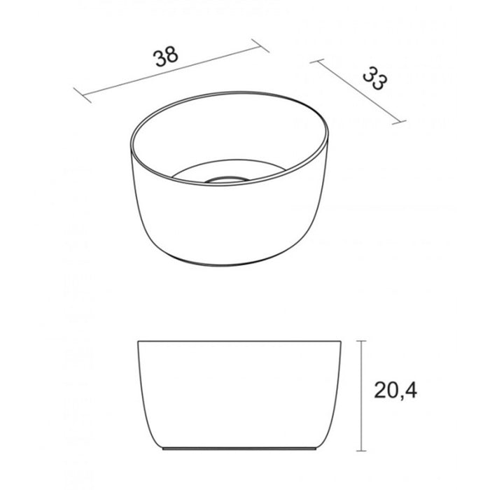 Lavabo da appoggio bianco opaco OVAL RIHO 38x33 cm solid surface