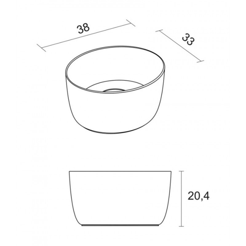 Lavabo da appoggio bianco opaco OVAL RIHO 38x33 cm solid surface