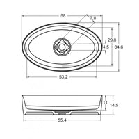 Lavabo da appoggio bianco opaco THIN OVAL RIHO 58x35 cm solid surface