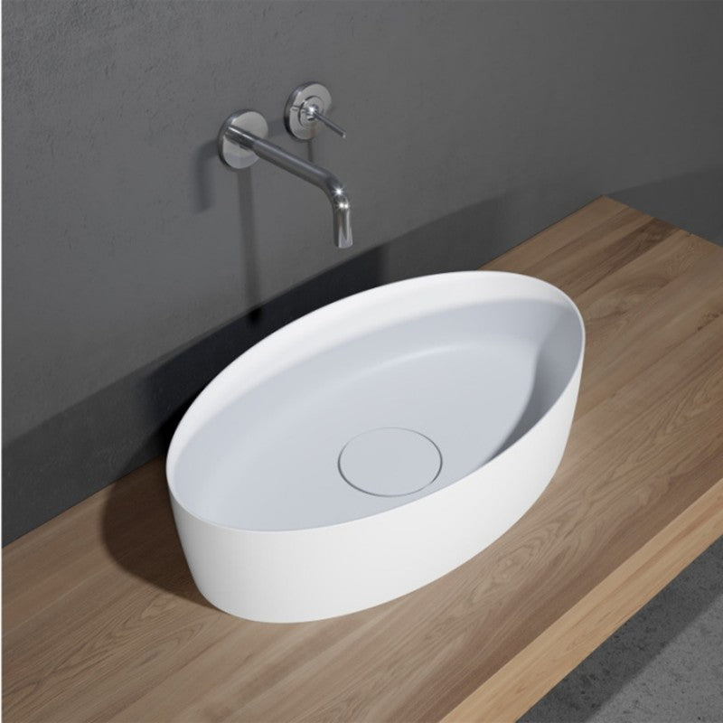 Lavabo da appoggio bianco opaco THIN OVAL RIHO 58x35 cm solid surface
