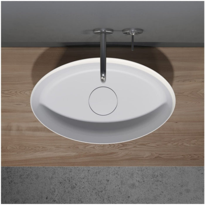 Lavabo da appoggio bianco opaco THIN OVAL RIHO 58x35 cm solid surface