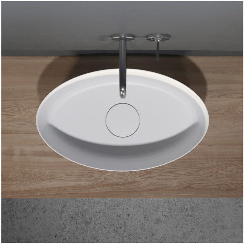 Lavabo da appoggio bianco opaco THIN OVAL RIHO 58x35 cm solid surface