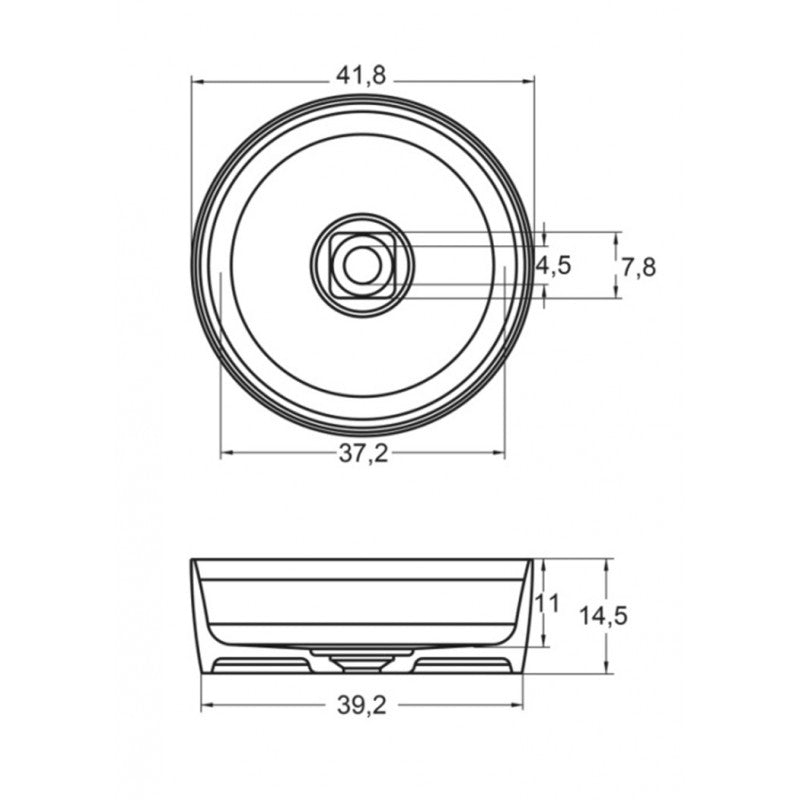 Lavabo da appoggio bianco opaco THIN ROUND RIHO 42x42 cm superficie solida