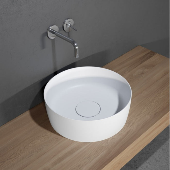 Lavabo da appoggio bianco opaco THIN ROUND RIHO 42x42 cm superficie solida