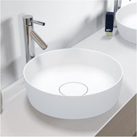 Lavabo da appoggio bianco opaco THIN ROUND RIHO 42x42 cm superficie solida