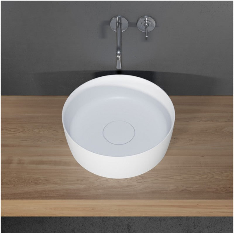 Lavabo da appoggio bianco opaco THIN ROUND RIHO 42x42 cm superficie solida