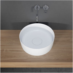 Lavabo da appoggio bianco opaco THIN ROUND RIHO 42x42 cm superficie solida