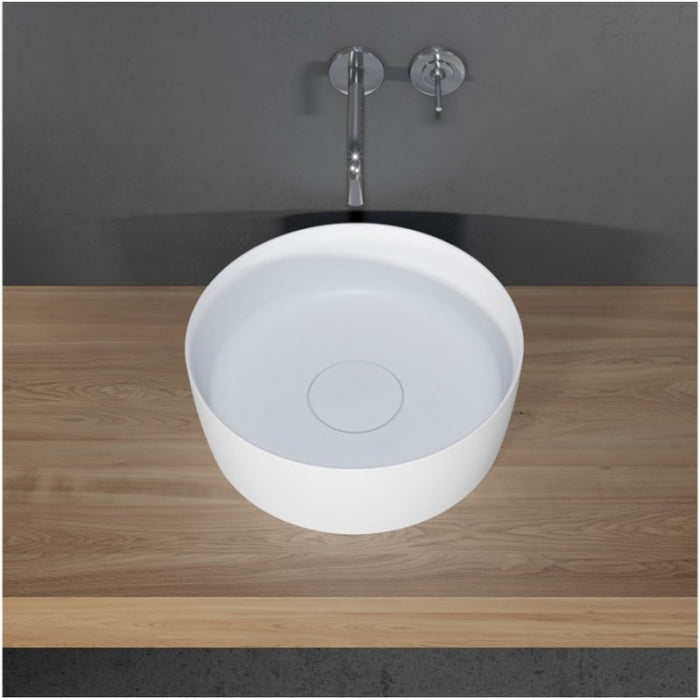 Lavabo da appoggio bianco opaco THIN ROUND RIHO 42x42 cm superficie solida