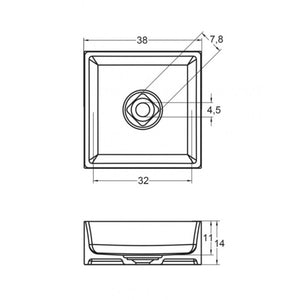 Lavabo da appoggio bianco opaco THIN SQUARE RIHO 38x38 cm solid surface