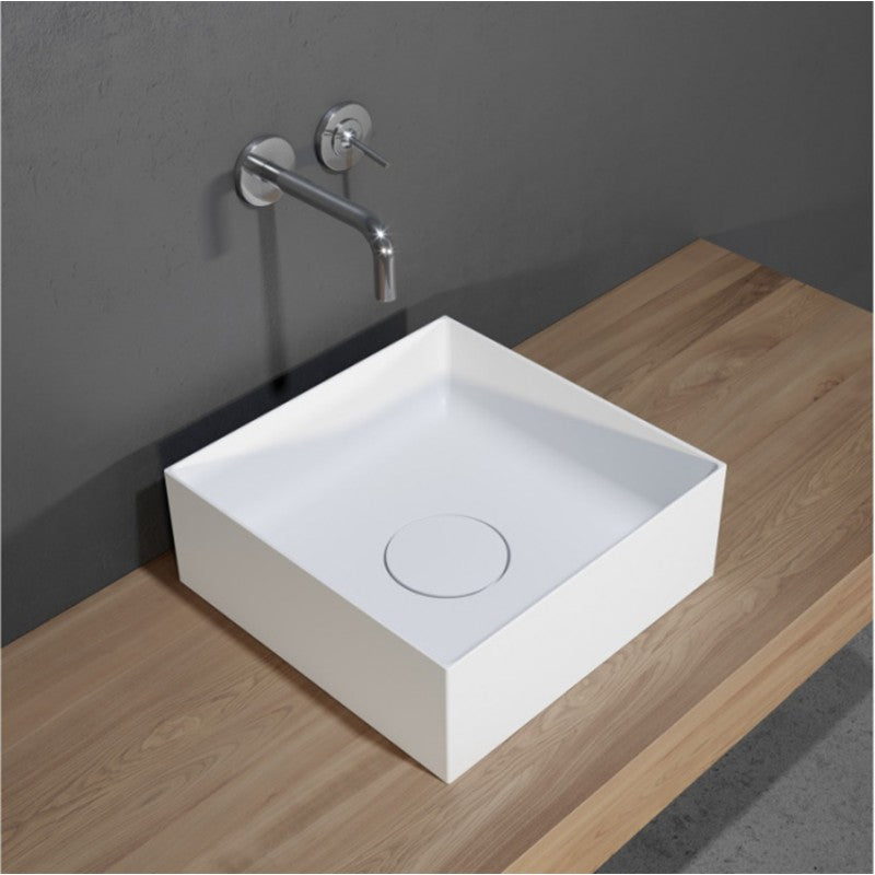 Lavabo da appoggio bianco opaco THIN SQUARE RIHO 38x38 cm solid surface
