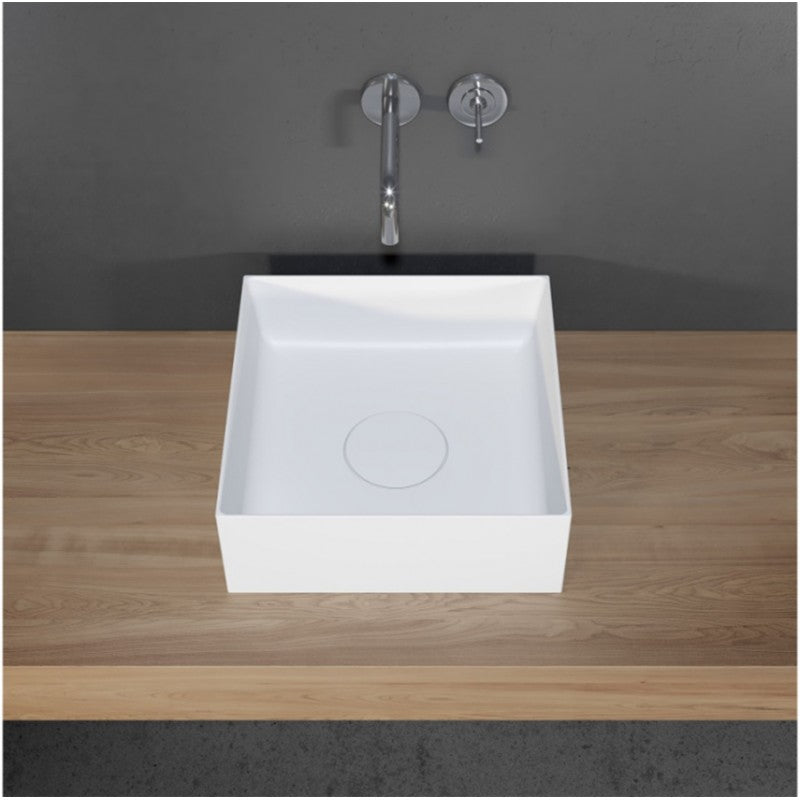 Lavabo da appoggio bianco opaco THIN SQUARE RIHO 38x38 cm solid surface