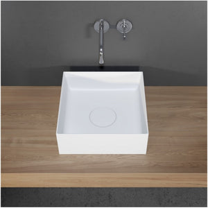 Lavabo da appoggio bianco opaco THIN SQUARE RIHO 38x38 cm solid surface