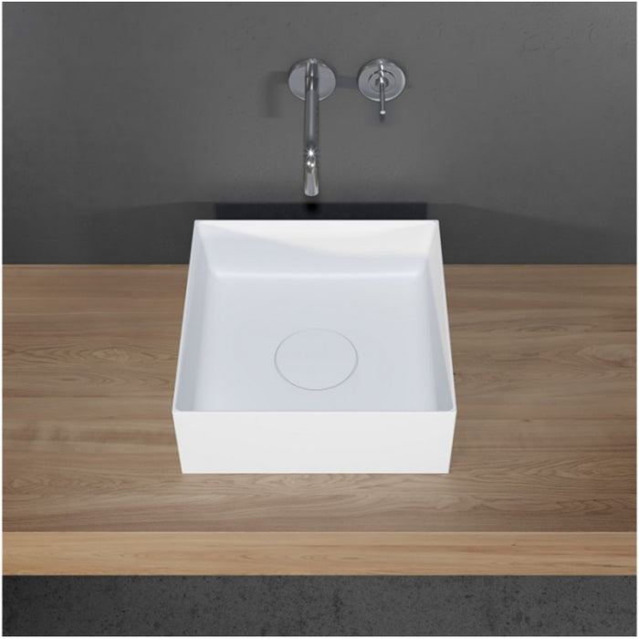 Lavabo da appoggio bianco opaco THIN SQUARE RIHO 38x38 cm solid surface