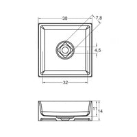 Lavabo da appoggio bianco opaco THIN SQUARE RIHO 38x38 cm solid surface