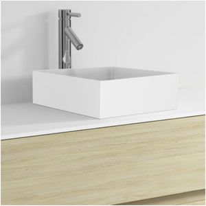 Lavabo da appoggio bianco opaco THIN SQUARE RIHO 38x38 cm solid surface